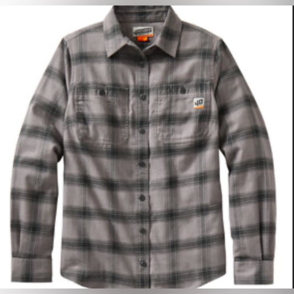 Duluth Trading Co Women’s 40 Grit Gray Flannel Button-Down Shirt